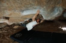 Bouldering in Hueco Tanks on 03/02/2019 with Blue Lizard Climbing and Yoga
Filename: SRM_20190302_1308080.jpg
Aperture: f/8.0
Shutter Speed: 1/250
Body: Canon EOS-1D Mark II
Lens: Canon EF 16-35mm f/2.8 L