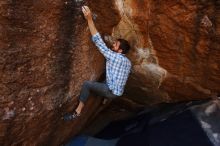 Bouldering in Hueco Tanks on 03/02/2019 with Blue Lizard Climbing and Yoga
Filename: SRM_20190302_1548260.jpg
Aperture: f/5.6
Shutter Speed: 1/400
Body: Canon EOS-1D Mark II
Lens: Canon EF 16-35mm f/2.8 L