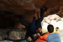 Bouldering in Hueco Tanks on 03/09/2019 with Blue Lizard Climbing and Yoga
Filename: SRM_20190309_1619120.jpg
Aperture: f/4.0
Shutter Speed: 1/800
Body: Canon EOS-1D Mark II
Lens: Canon EF 50mm f/1.8 II