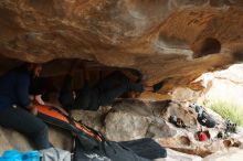 Bouldering in Hueco Tanks on 03/09/2019 with Blue Lizard Climbing and Yoga
Filename: SRM_20190309_1624520.jpg
Aperture: f/4.0
Shutter Speed: 1/320
Body: Canon EOS-1D Mark II
Lens: Canon EF 50mm f/1.8 II