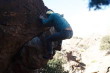 Bouldering in Hueco Tanks on 03/15/2019 with Blue Lizard Climbing and Yoga
Filename: SRM_20190315_1006520.jpg
Aperture: f/4.0
Shutter Speed: 1/1250
Body: Canon EOS-1D Mark II
Lens: Canon EF 50mm f/1.8 II