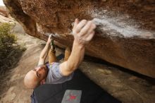 Bouldering in Hueco Tanks on 03/16/2019 with Blue Lizard Climbing and Yoga
Filename: SRM_20190316_1500530.jpg
Aperture: f/5.6
Shutter Speed: 1/400
Body: Canon EOS-1D Mark II
Lens: Canon EF 16-35mm f/2.8 L
