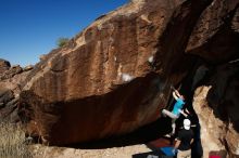 Bouldering in Hueco Tanks on 03/17/2019 with Blue Lizard Climbing and Yoga
Filename: SRM_20190317_1114280.jpg
Aperture: f/6.3
Shutter Speed: 1/250
Body: Canon EOS-1D Mark II
Lens: Canon EF 16-35mm f/2.8 L