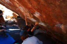 Bouldering in Hueco Tanks on 03/17/2019 with Blue Lizard Climbing and Yoga
Filename: SRM_20190317_1306120.jpg
Aperture: f/5.6
Shutter Speed: 1/250
Body: Canon EOS-1D Mark II
Lens: Canon EF 16-35mm f/2.8 L