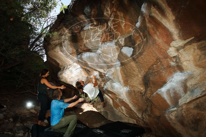 Bouldering in Hueco Tanks on 08/02/2019 with Blue Lizard Climbing and Yoga

Filename: SRM_20190802_1055410.jpg
Aperture: f/5.6
Shutter Speed: 1/250
Body: Canon EOS-1D Mark II
Lens: Canon EF 16-35mm f/2.8 L