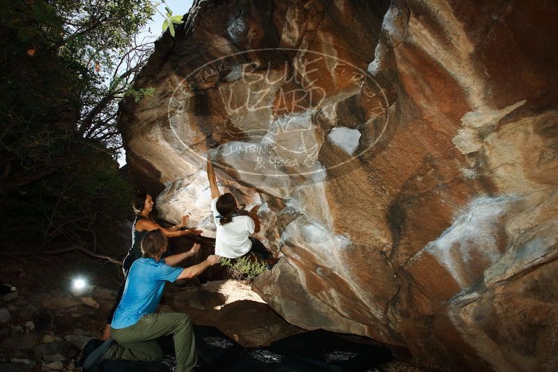 Bouldering in Hueco Tanks on 08/02/2019 with Blue Lizard Climbing and Yoga

Filename: SRM_20190802_1055460.jpg
Aperture: f/5.6
Shutter Speed: 1/250
Body: Canon EOS-1D Mark II
Lens: Canon EF 16-35mm f/2.8 L