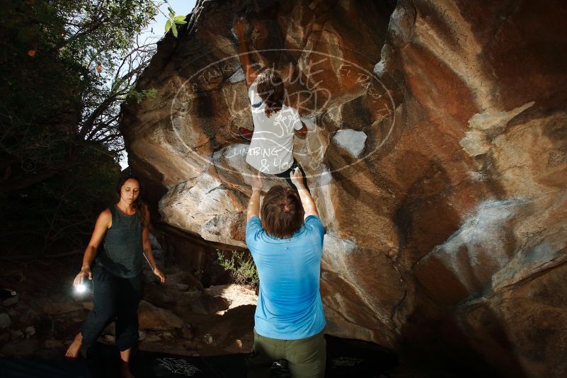 Bouldering in Hueco Tanks on 08/02/2019 with Blue Lizard Climbing and Yoga

Filename: SRM_20190802_1056011.jpg
Aperture: f/5.6
Shutter Speed: 1/250
Body: Canon EOS-1D Mark II
Lens: Canon EF 16-35mm f/2.8 L