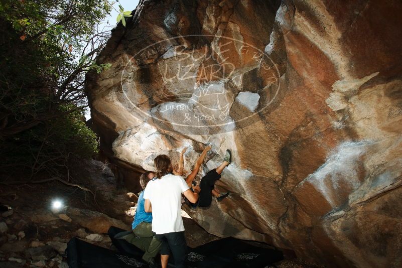 Bouldering in Hueco Tanks on 08/02/2019 with Blue Lizard Climbing and Yoga

Filename: SRM_20190802_1103060.jpg
Aperture: f/5.6
Shutter Speed: 1/250
Body: Canon EOS-1D Mark II
Lens: Canon EF 16-35mm f/2.8 L