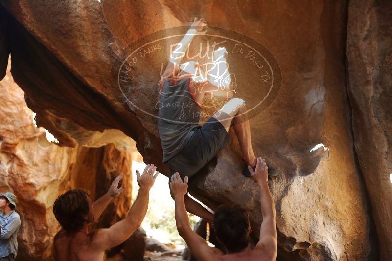 Bouldering in Hueco Tanks on 08/31/2019 with Blue Lizard Climbing and Yoga

Filename: SRM_20190831_1638220.jpg
Aperture: f/2.8
Shutter Speed: 1/640
Body: Canon EOS-1D Mark II
Lens: Canon EF 50mm f/1.8 II