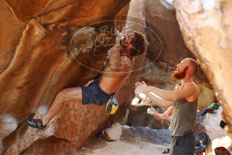 Bouldering in Hueco Tanks on 08/31/2019 with Blue Lizard Climbing and Yoga

Filename: SRM_20190831_1701290.jpg
Aperture: f/2.8
Shutter Speed: 1/160
Body: Canon EOS-1D Mark II
Lens: Canon EF 50mm f/1.8 II