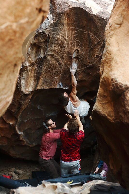 Bouldering in Hueco Tanks on 10/28/2019 with Blue Lizard Climbing and Yoga

Filename: SRM_20191028_1311100.jpg
Aperture: f/3.2
Shutter Speed: 1/250
Body: Canon EOS-1D Mark II
Lens: Canon EF 50mm f/1.8 II