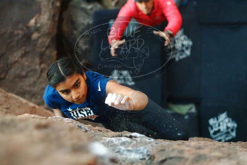 Bouldering in Hueco Tanks on 11/24/2019 with Blue Lizard Climbing and Yoga

Filename: SRM_20191124_1734590.jpg
Aperture: f/2.5
Shutter Speed: 1/250
Body: Canon EOS-1D Mark II
Lens: Canon EF 50mm f/1.8 II