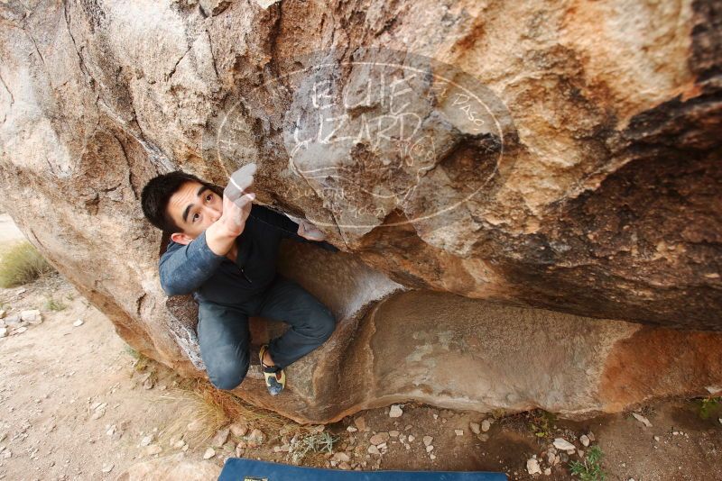 Bouldering in Hueco Tanks on 11/25/2019 with Blue Lizard Climbing and Yoga

Filename: SRM_20191125_1235090.jpg
Aperture: f/5.6
Shutter Speed: 1/250
Body: Canon EOS-1D Mark II
Lens: Canon EF 16-35mm f/2.8 L