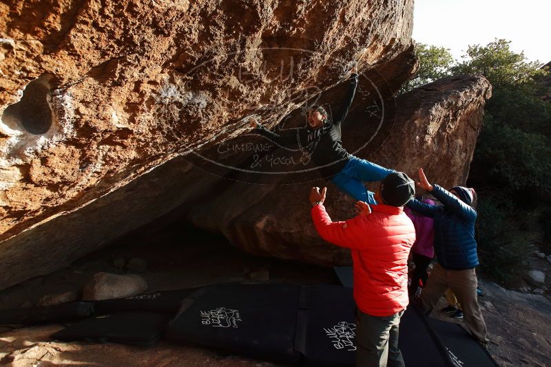 Bouldering in Hueco Tanks on 11/26/2019 with Blue Lizard Climbing and Yoga

Filename: SRM_20191126_1702552.jpg
Aperture: f/5.6
Shutter Speed: 1/250
Body: Canon EOS-1D Mark II
Lens: Canon EF 16-35mm f/2.8 L