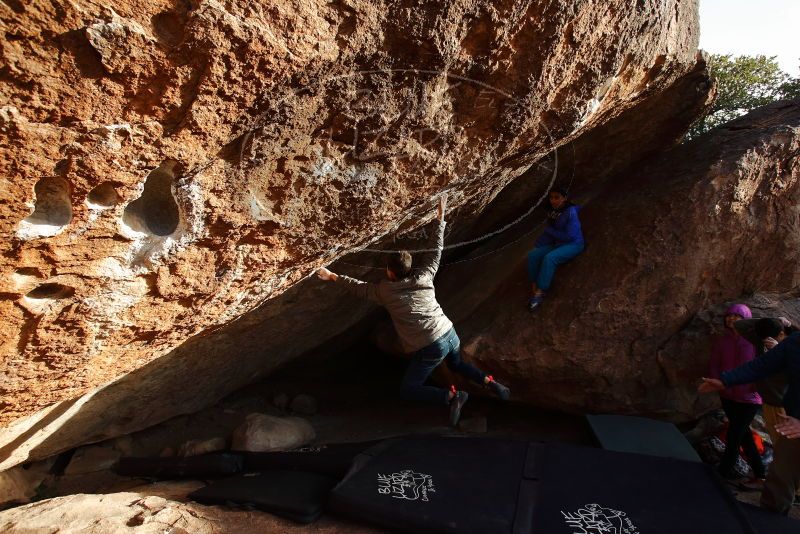 Bouldering in Hueco Tanks on 11/26/2019 with Blue Lizard Climbing and Yoga

Filename: SRM_20191126_1704370.jpg
Aperture: f/5.0
Shutter Speed: 1/250
Body: Canon EOS-1D Mark II
Lens: Canon EF 16-35mm f/2.8 L
