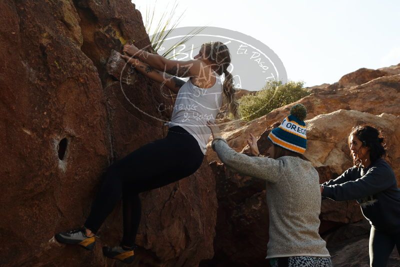 Bouldering in Hueco Tanks on 11/29/2019 with Blue Lizard Climbing and Yoga

Filename: SRM_20191129_1449030.jpg
Aperture: f/9.0
Shutter Speed: 1/250
Body: Canon EOS-1D Mark II
Lens: Canon EF 50mm f/1.8 II