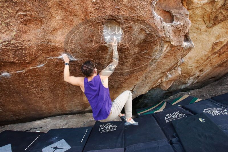 Bouldering in Hueco Tanks on 11/29/2019 with Blue Lizard Climbing and Yoga

Filename: SRM_20191129_1515401.jpg
Aperture: f/5.6
Shutter Speed: 1/250
Body: Canon EOS-1D Mark II
Lens: Canon EF 16-35mm f/2.8 L