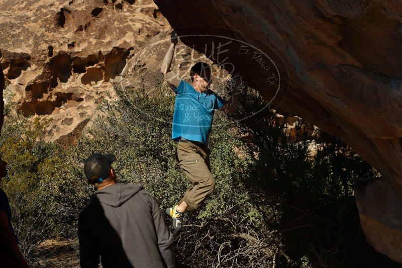 Bouldering in Hueco Tanks on 12/14/2019 with Blue Lizard Climbing and Yoga

Filename: SRM_20191214_1336310.jpg
Aperture: f/4.5
Shutter Speed: 1/500
Body: Canon EOS-1D Mark II
Lens: Canon EF 50mm f/1.8 II