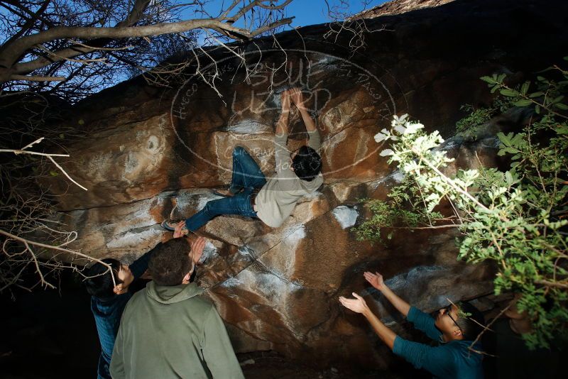 Bouldering in Hueco Tanks on 12/15/2019 with Blue Lizard Climbing and Yoga

Filename: SRM_20191215_1044200.jpg
Aperture: f/8.0
Shutter Speed: 1/250
Body: Canon EOS-1D Mark II
Lens: Canon EF 16-35mm f/2.8 L
