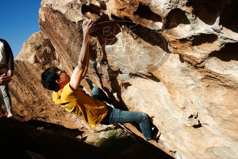 Bouldering in Hueco Tanks on 12/16/2019 with Blue Lizard Climbing and Yoga

Filename: SRM_20191216_1555310.jpg
Aperture: f/7.1
Shutter Speed: 1/500
Body: Canon EOS-1D Mark II
Lens: Canon EF 16-35mm f/2.8 L