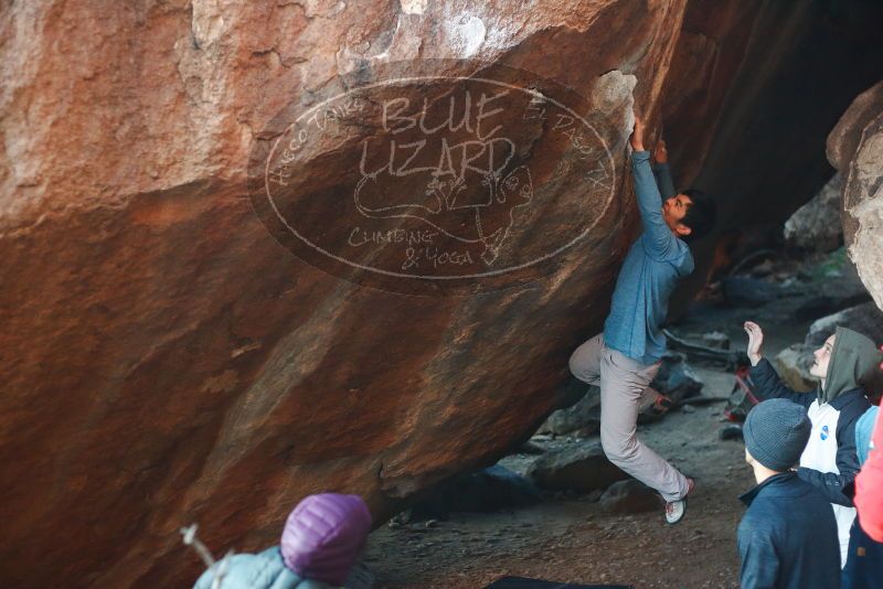 Bouldering in Hueco Tanks on 12/16/2019 with Blue Lizard Climbing and Yoga

Filename: SRM_20191216_1750220.jpg
Aperture: f/2.8
Shutter Speed: 1/250
Body: Canon EOS-1D Mark II
Lens: Canon EF 50mm f/1.8 II
