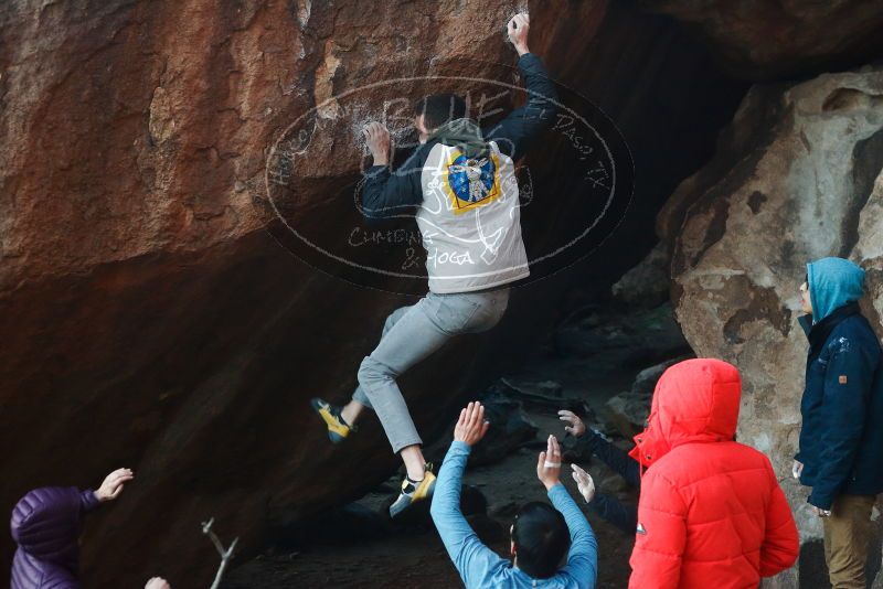 Bouldering in Hueco Tanks on 12/16/2019 with Blue Lizard Climbing and Yoga

Filename: SRM_20191216_1757032.jpg
Aperture: f/3.5
Shutter Speed: 1/250
Body: Canon EOS-1D Mark II
Lens: Canon EF 50mm f/1.8 II