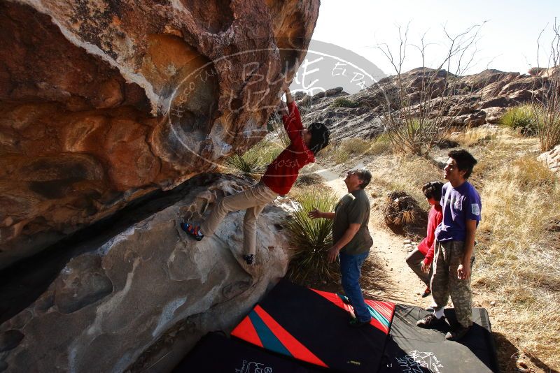 Bouldering in Hueco Tanks on 12/26/2019 with Blue Lizard Climbing and Yoga

Filename: SRM_20191226_1132200.jpg
Aperture: f/8.0
Shutter Speed: 1/500
Body: Canon EOS-1D Mark II
Lens: Canon EF 16-35mm f/2.8 L