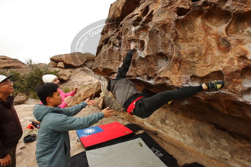 Bouldering in Hueco Tanks on 12/28/2019 with Blue Lizard Climbing and Yoga

Filename: SRM_20191228_1151190.jpg
Aperture: f/7.1
Shutter Speed: 1/250
Body: Canon EOS-1D Mark II
Lens: Canon EF 16-35mm f/2.8 L