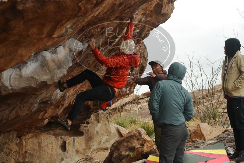 Bouldering in Hueco Tanks on 12/28/2019 with Blue Lizard Climbing and Yoga

Filename: SRM_20191228_1250120.jpg
Aperture: f/5.0
Shutter Speed: 1/400
Body: Canon EOS-1D Mark II
Lens: Canon EF 50mm f/1.8 II