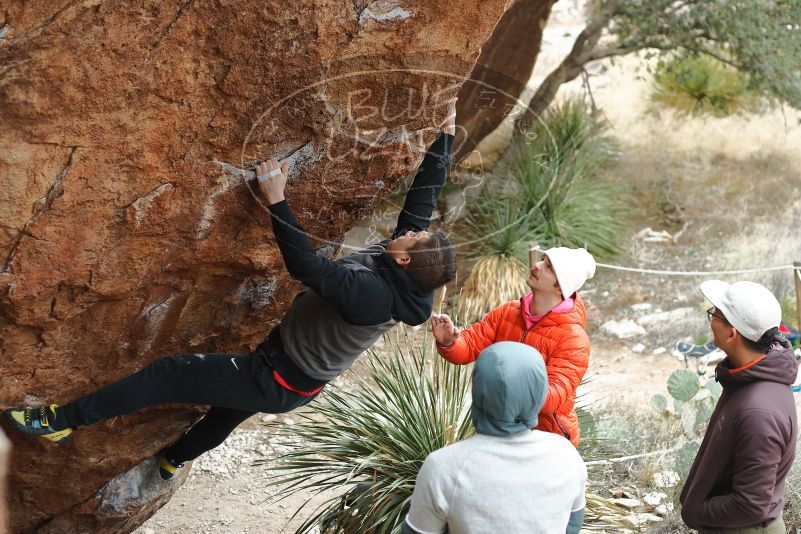 Bouldering in Hueco Tanks on 12/28/2019 with Blue Lizard Climbing and Yoga

Filename: SRM_20191228_1433260.jpg
Aperture: f/3.2
Shutter Speed: 1/250
Body: Canon EOS-1D Mark II
Lens: Canon EF 50mm f/1.8 II