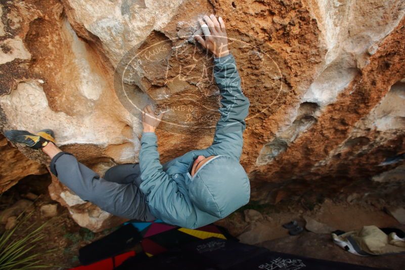 Bouldering in Hueco Tanks on 12/28/2019 with Blue Lizard Climbing and Yoga

Filename: SRM_20191228_1744410.jpg
Aperture: f/5.0
Shutter Speed: 1/250
Body: Canon EOS-1D Mark II
Lens: Canon EF 16-35mm f/2.8 L