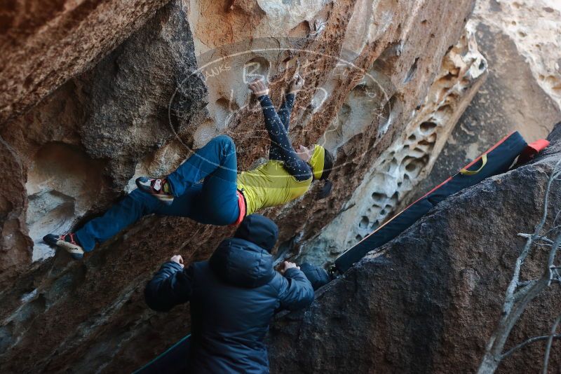 Bouldering in Hueco Tanks on 12/29/2019 with Blue Lizard Climbing and Yoga

Filename: SRM_20191229_1116260.jpg
Aperture: f/3.2
Shutter Speed: 1/250
Body: Canon EOS-1D Mark II
Lens: Canon EF 50mm f/1.8 II