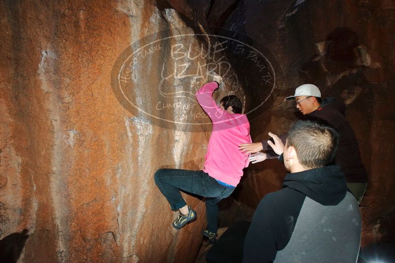 Bouldering in Hueco Tanks on 12/30/2019 with Blue Lizard Climbing and Yoga

Filename: SRM_20191230_1133030.jpg
Aperture: f/5.6
Shutter Speed: 1/250
Body: Canon EOS-1D Mark II
Lens: Canon EF 16-35mm f/2.8 L