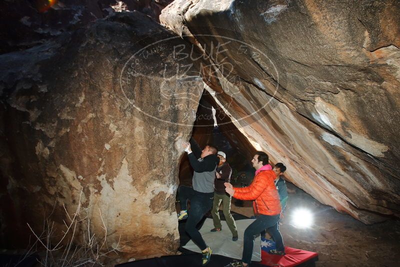 Bouldering in Hueco Tanks on 12/30/2019 with Blue Lizard Climbing and Yoga

Filename: SRM_20191230_1157200.jpg
Aperture: f/5.6
Shutter Speed: 1/250
Body: Canon EOS-1D Mark II
Lens: Canon EF 16-35mm f/2.8 L