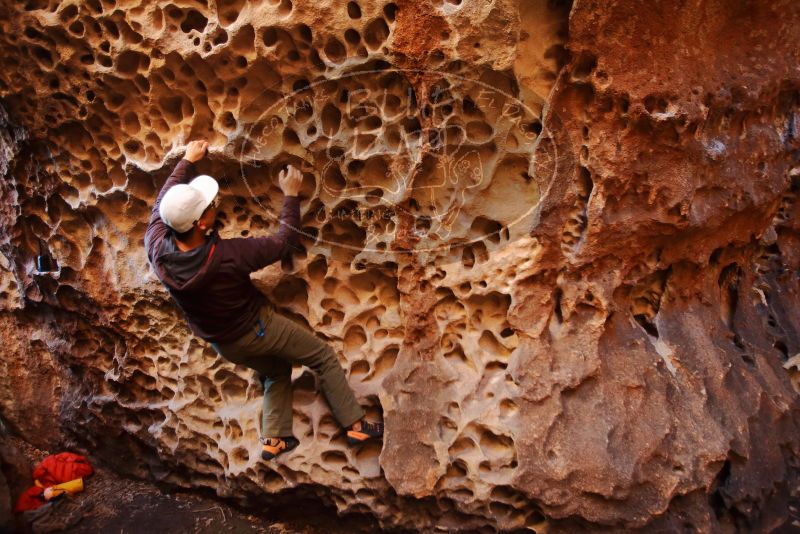 Bouldering in Hueco Tanks on 12/30/2019 with Blue Lizard Climbing and Yoga

Filename: SRM_20191230_1440520.jpg
Aperture: f/2.8
Shutter Speed: 1/100
Body: Canon EOS-1D Mark II
Lens: Canon EF 16-35mm f/2.8 L