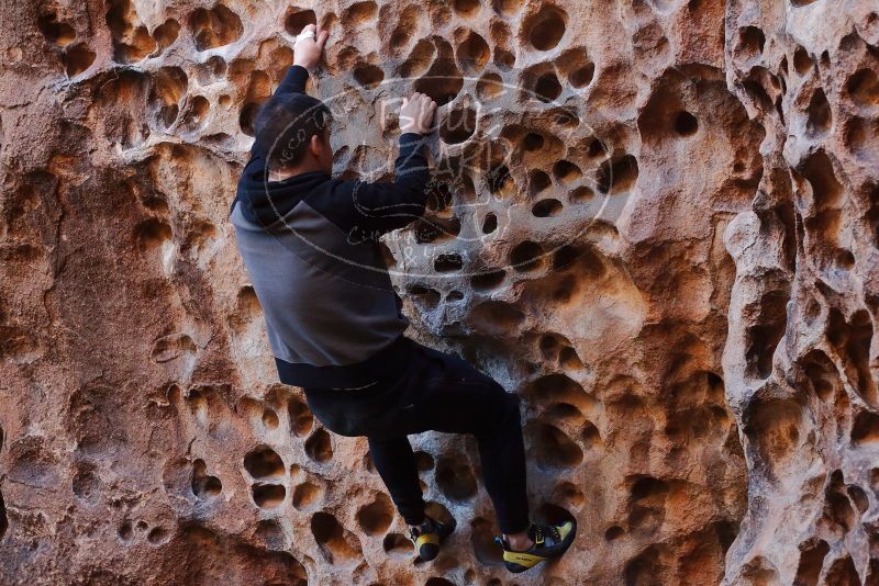 Bouldering in Hueco Tanks on 12/30/2019 with Blue Lizard Climbing and Yoga

Filename: SRM_20191230_1453220.jpg
Aperture: f/3.2
Shutter Speed: 1/125
Body: Canon EOS-1D Mark II
Lens: Canon EF 50mm f/1.8 II
