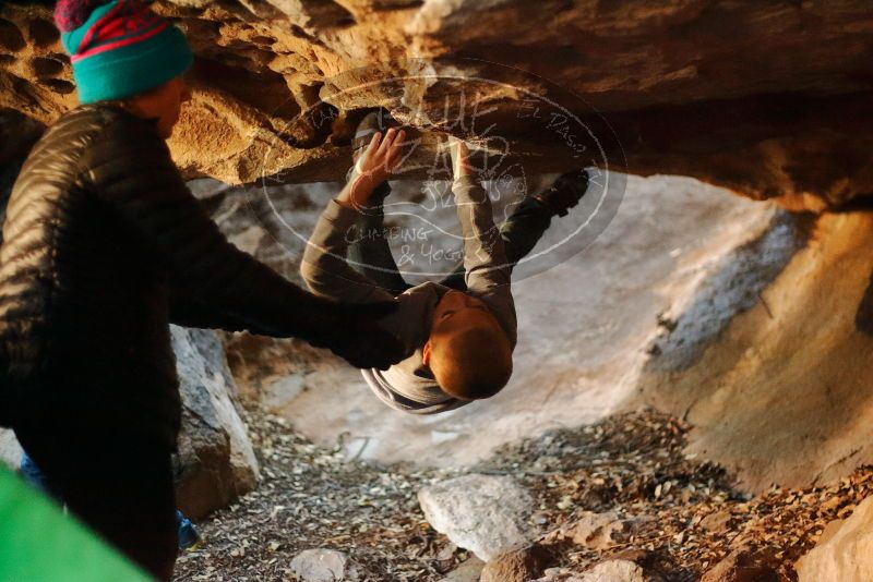 Bouldering in Hueco Tanks on 12/31/2019 with Blue Lizard Climbing and Yoga

Filename: SRM_20191231_1601230.jpg
Aperture: f/2.0
Shutter Speed: 1/125
Body: Canon EOS-1D Mark II
Lens: Canon EF 50mm f/1.8 II
