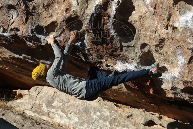 Bouldering in Hueco Tanks on 01/03/2020 with Blue Lizard Climbing and Yoga

Filename: SRM_20200103_1103500.jpg
Aperture: f/5.0
Shutter Speed: 1/400
Body: Canon EOS-1D Mark II
Lens: Canon EF 50mm f/1.8 II