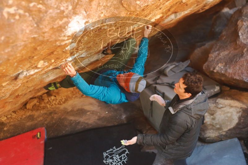 Bouldering in Hueco Tanks on 01/03/2020 with Blue Lizard Climbing and Yoga

Filename: SRM_20200103_1619510.jpg
Aperture: f/2.8
Shutter Speed: 1/250
Body: Canon EOS-1D Mark II
Lens: Canon EF 50mm f/1.8 II