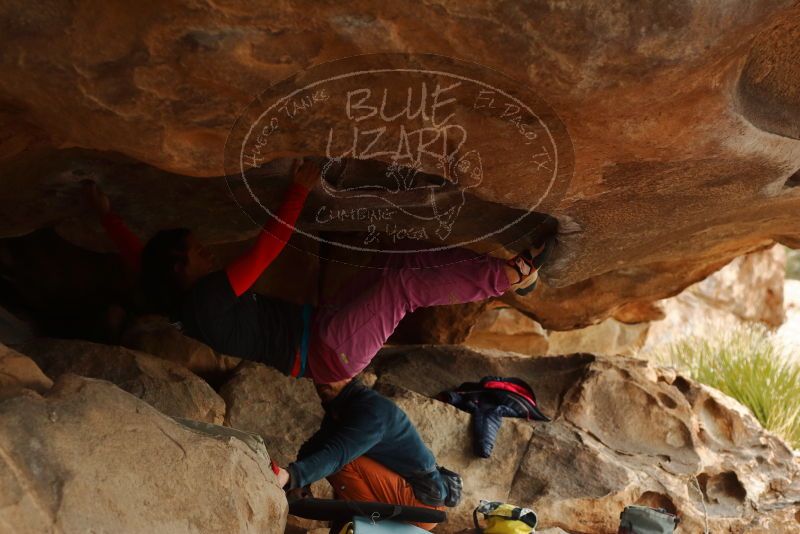 Bouldering in Hueco Tanks on 01/02/2020 with Blue Lizard Climbing and Yoga

Filename: SRM_20200102_1124040.jpg
Aperture: f/3.2
Shutter Speed: 1/250
Body: Canon EOS-1D Mark II
Lens: Canon EF 50mm f/1.8 II