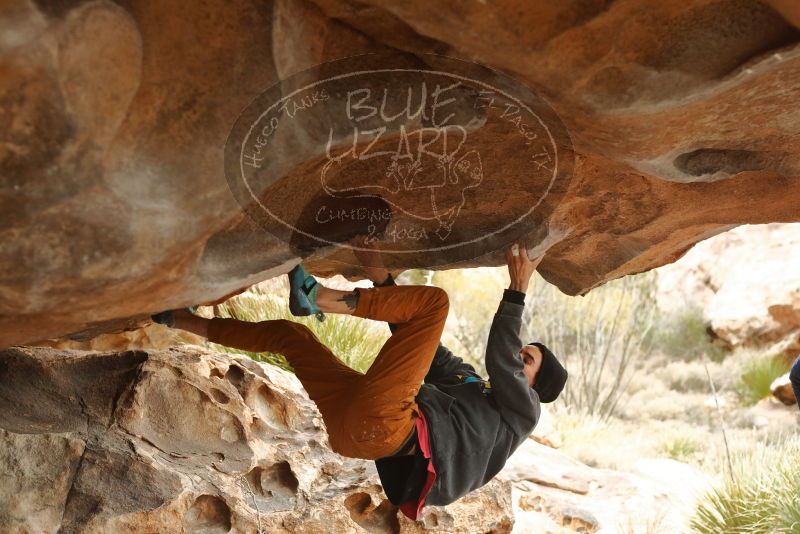Bouldering in Hueco Tanks on 01/02/2020 with Blue Lizard Climbing and Yoga

Filename: SRM_20200102_1141431.jpg
Aperture: f/3.2
Shutter Speed: 1/250
Body: Canon EOS-1D Mark II
Lens: Canon EF 50mm f/1.8 II