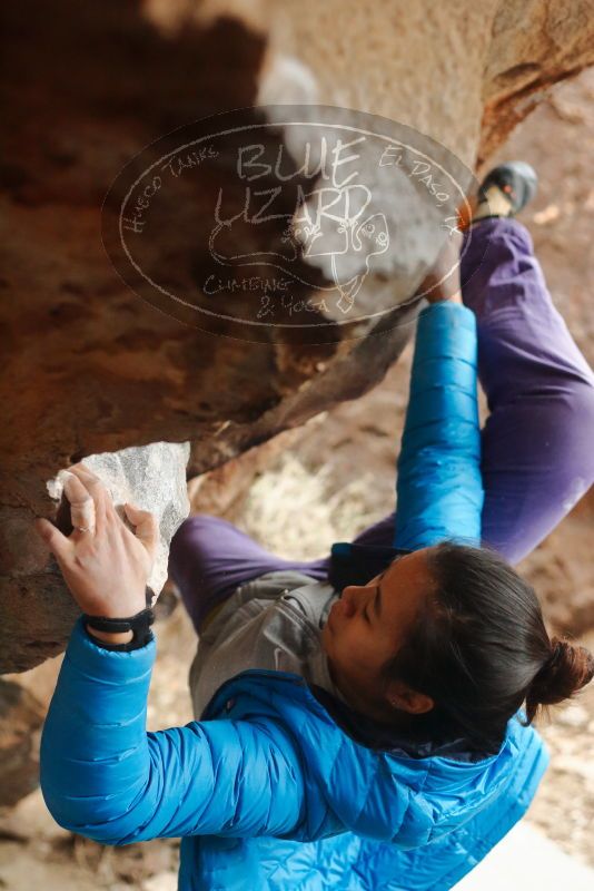 Bouldering in Hueco Tanks on 01/02/2020 with Blue Lizard Climbing and Yoga

Filename: SRM_20200102_1508370.jpg
Aperture: f/3.2
Shutter Speed: 1/250
Body: Canon EOS-1D Mark II
Lens: Canon EF 50mm f/1.8 II