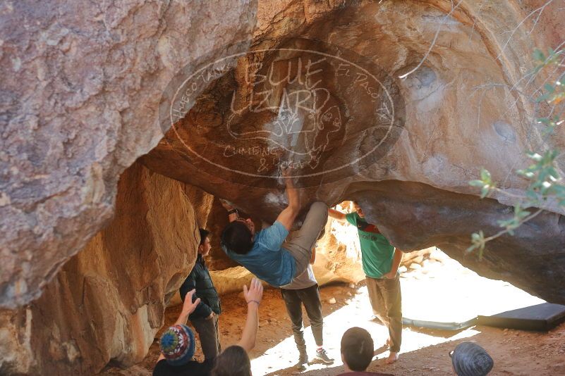 Bouldering in Hueco Tanks on 01/18/2020 with Blue Lizard Climbing and Yoga

Filename: SRM_20200118_1334570.jpg
Aperture: f/3.2
Shutter Speed: 1/400
Body: Canon EOS-1D Mark II
Lens: Canon EF 50mm f/1.8 II