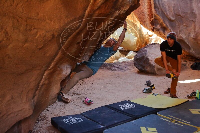 Bouldering in Hueco Tanks on 01/18/2020 with Blue Lizard Climbing and Yoga

Filename: SRM_20200118_1528410.jpg
Aperture: f/3.2
Shutter Speed: 1/250
Body: Canon EOS-1D Mark II
Lens: Canon EF 16-35mm f/2.8 L