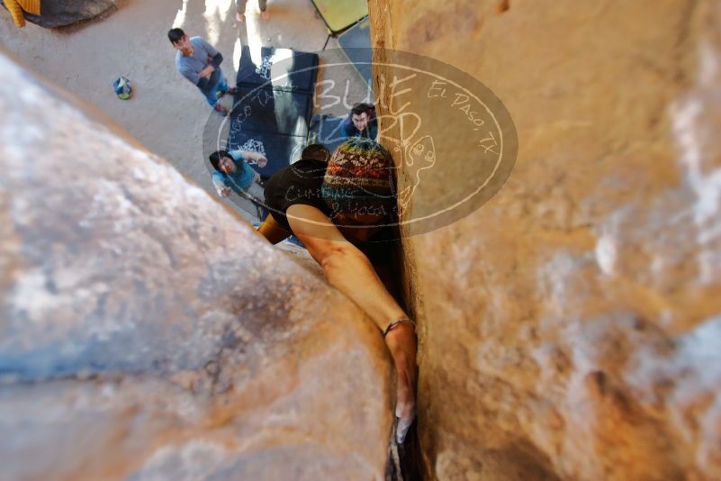 Bouldering in Hueco Tanks on 01/18/2020 with Blue Lizard Climbing and Yoga

Filename: SRM_20200118_1611320.jpg
Aperture: f/2.8
Shutter Speed: 1/100
Body: Canon EOS-1D Mark II
Lens: Canon EF 16-35mm f/2.8 L