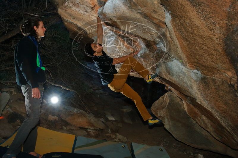 Bouldering in Hueco Tanks on 01/19/2020 with Blue Lizard Climbing and Yoga

Filename: SRM_20200119_1120290.jpg
Aperture: f/8.0
Shutter Speed: 1/250
Body: Canon EOS-1D Mark II
Lens: Canon EF 16-35mm f/2.8 L