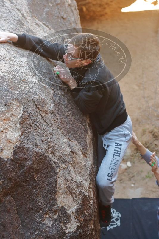 Bouldering in Hueco Tanks on 01/19/2020 with Blue Lizard Climbing and Yoga

Filename: SRM_20200119_1234570.jpg
Aperture: f/3.5
Shutter Speed: 1/250
Body: Canon EOS-1D Mark II
Lens: Canon EF 50mm f/1.8 II