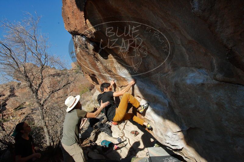 Bouldering in Hueco Tanks on 01/19/2020 with Blue Lizard Climbing and Yoga

Filename: SRM_20200119_1603000.jpg
Aperture: f/9.0
Shutter Speed: 1/500
Body: Canon EOS-1D Mark II
Lens: Canon EF 16-35mm f/2.8 L