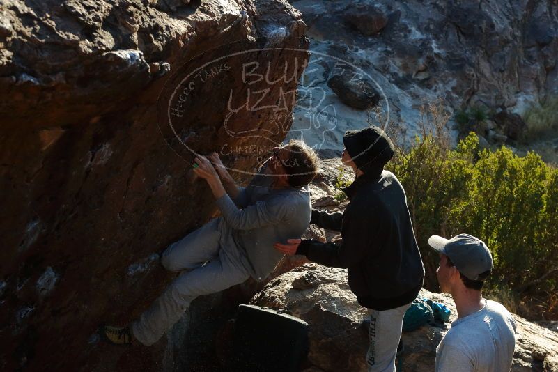 Bouldering in Hueco Tanks on 01/19/2020 with Blue Lizard Climbing and Yoga

Filename: SRM_20200119_1733540.jpg
Aperture: f/7.1
Shutter Speed: 1/320
Body: Canon EOS-1D Mark II
Lens: Canon EF 50mm f/1.8 II
