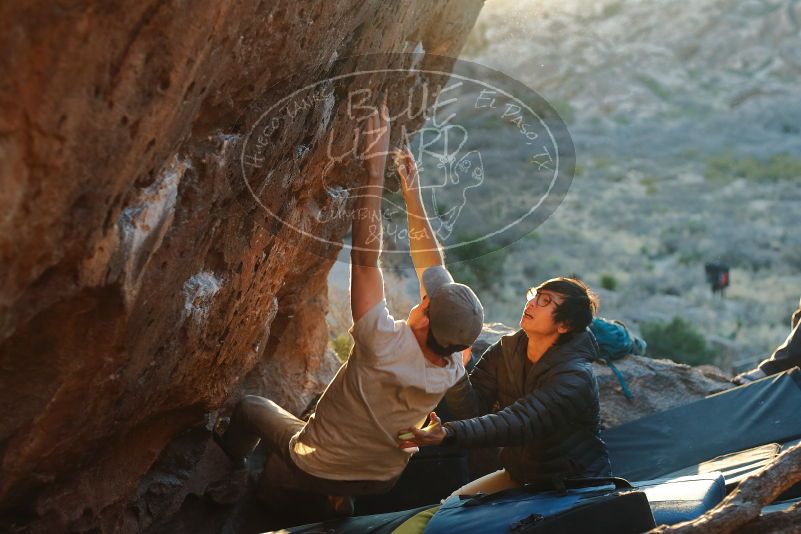 Bouldering in Hueco Tanks on 01/19/2020 with Blue Lizard Climbing and Yoga

Filename: SRM_20200119_1813290.jpg
Aperture: f/3.2
Shutter Speed: 1/320
Body: Canon EOS-1D Mark II
Lens: Canon EF 50mm f/1.8 II